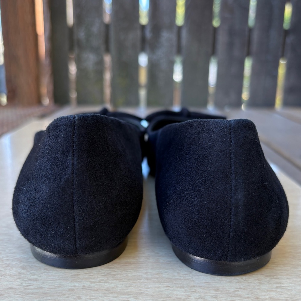Larroude Lee Black Suede Leather Point Toe Ballerina Flats In Sz 9 - Picture 7 of 11